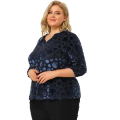 Agnes Orinda Women's Plus Size Velvet Semi Sheer Bishop Sleeve Polka Dots Elegant Blouses -Agnes Sales Store GUEST 42d3490d 5cf2 4998 a4f4 e84e103dc1ac