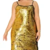 Agnes Orinda Women's Plus Size Glitter Sequin Spaghetti Strap Party Clubwear Mini Dress