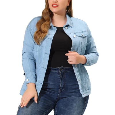 Agnes Orinda Women's Plus Size Outerwear Button Front Washed Denim Jean Jacket 17 Agnes Orinda Women's Plus Size Outerwear Button Front Washed Denim Jean Jacket - Image 17