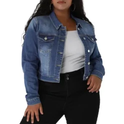 Agnes Orinda Women's Plus Size Cropped Long Sleeve Trendy Fashion Denim Jean Jackets -Agnes Sales Store GUEST 43f7ac15 0613 48b0 9a97 84635840688a