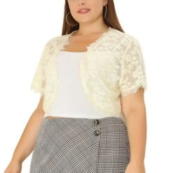 Agnes Orinda Women's Plus Size Sheer Lace Open Front Lightweight Shrugs -Agnes Sales Store GUEST 443ab4dd b956 41c5 ae09 cd218061bcaf