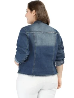 Agnes Orinda Women's Plus Size Classic Denim Casual Long Sleeve Fashion Jean Jackets -Agnes Sales Store GUEST 443cc676 c31e 4c38 a636 92b2dd790423