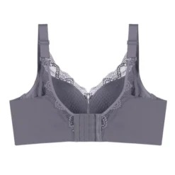 Agnes Orinda Women's Wirefree Comfortable Soft Push-Up Lace Trim Plunge Lingerie Bra