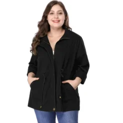 Agnes Orinda Women's Plus Size Winter Zipper Drawstring Waist Long Sleeve Utility With Pockets Fashion Jackets -Agnes Sales Store GUEST 44f14ce5 3fac 46bf 9cd1 b89c9b5cce17