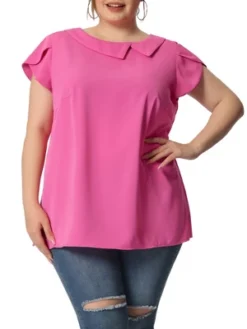Agnes Orinda Women's Plus Size Elegant Workwear Flutter Sleeve Chiffon Blouse -Agnes Sales Store GUEST 46747614 2dfc 414d 98f0 a6822c0be838