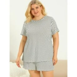 Agnes Orinda Women's Plus Size Nightwear Short Sleeve Shirt And Shorts Pajamas Set Polka Dots Sleepwear -Agnes Sales Store GUEST 467a5656 dcd4 47fc ae53 06f7e359a998