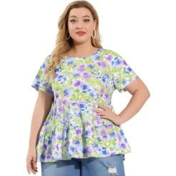 Agnes Orinda Women's Plus Size Tops Tiered Round Neck Short Sleeve Floral Blouses 8 Agnes Orinda Women's Plus Size Tops Tiered Round Neck Short Sleeve Floral Blouses -Agnes Sales Store GUEST 469a4956 4580 439d ab38 fd14c47c0ef7