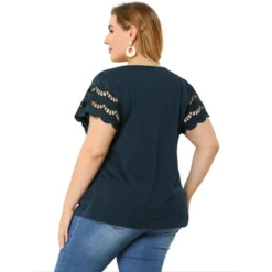 Agnes Orinda Women's Plus Size Lace Panel Elegant Work Short Sleeve Top -Agnes Sales Store GUEST 486a8629 c4b9 4209 b5bd 5ed1f9aa5aea