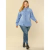 Agnes Orinda Women's Plus Size Button Down Long Sleeve Denim Shirts
