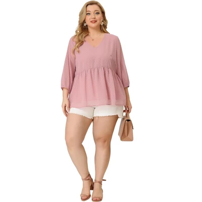 Agnes Orinda Women's Plus Size Chiffon Babydoll Long Sleeve Swiss Dots Blouses 2 Agnes Orinda Women's Plus Size Chiffon Babydoll Long Sleeve Swiss Dots Blouses - Image 2