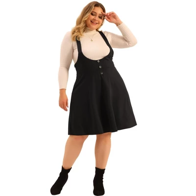 Agnes Orinda Women's Plus Size Suspender Detachable Strap A-Line Basic High Waist Overall Dress 2 Agnes Orinda Women's Plus Size Suspender Detachable Strap A-Line Basic High Waist Overall Dress - Image 2