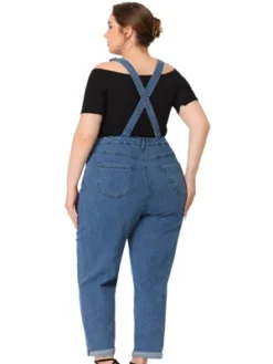 Agnes Orinda Women's Plus Size Adjustable Stap Cross Back Overalls Denim Pants Jumpsuits -Agnes Sales Store GUEST 4a5eb004 044c 4ebb 92a9 47675103a038