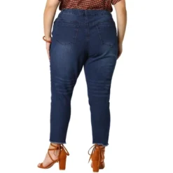 Agnes Orinda Women's Plus Size Denim Pants Frayed Washed Ankle Jeans With Slash Pockets -Agnes Sales Store GUEST 4add3882 09f8 4063 aeab ef1f04431389