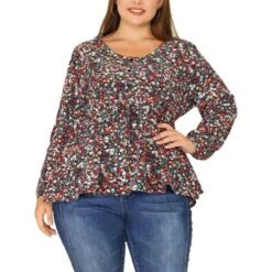 Agnes Orinda Women's Plus Size V Neck Button Up Ruffle Floral Long Sleeve Tunic Peplum Blouse 10 Agnes Orinda Women's Plus Size V Neck Button Up Ruffle Floral Long Sleeve Tunic Peplum Blouse -Agnes Sales Store GUEST 4b2d0f34 0ef1 4ca3 beff 9c3a0685f293