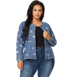 Agnes Orinda Women's Plus Size Jean Jacket Long Sleeves Collarless Denim Jacket -Agnes Sales Store GUEST 4b9aa465 c577 4fcd 835e 954d50af0536