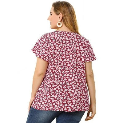 Agnes Orinda Women's Plus Size Floral Short Sleeve Casual Pleasant Top 4 Agnes Orinda Women's Plus Size Floral Short Sleeve Casual Pleasant Top - Image 4