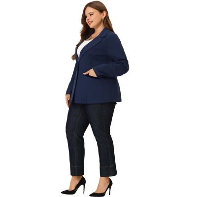 Agnes Orinda Women's Plus Size Button Down Notched Lapel Office Blazers 2 Agnes Orinda Women's Plus Size Button Down Notched Lapel Office Blazers - Image 2