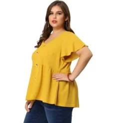 Agnes Orinda Women's Plus Size Summer Flare Sleeve Button Front Peplum Shirts 8 Agnes Orinda Women's Plus Size Summer Flare Sleeve Button Front Peplum Shirts -Agnes Sales Store GUEST 4db9a0c1 cc7b 49dc 9340 97f4e402e492