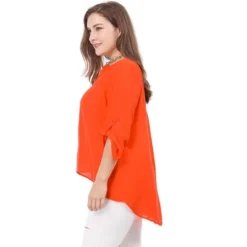 Agnes Orinda Women's Plus Size Sheer 3/4 Sleeve Flowy Split V Neck Blouse -Agnes Sales Store GUEST 4e43b68f f197 46b2 9fb2 2495bad576dc