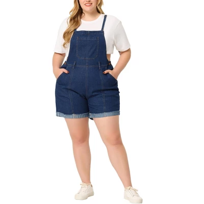 Agnes Orinda Women's Plus Size Denim Roll Ripped Raw Hem Overalls Shorts Rompers 1 Agnes Orinda Women's Plus Size Denim Roll Ripped Raw Hem Overalls Shorts Rompers