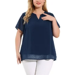 Agnes Orinda Women's Plus Size Pin Dots V-Neck Dressy Trendy Fashion Summer Blouses -Agnes Sales Store GUEST 4f631603 fe0c 4117 9737 c9a7386e08b7