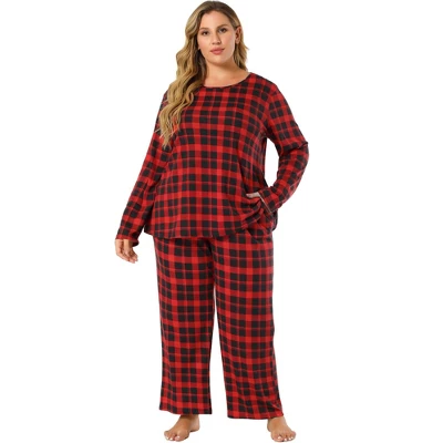 Agnes Orinda Women's Plus Size Nightgown Pajama Sets Buffalo Plaid Check Side Pocket Elastic Waist Relaxed Fit Sleepwear Pajamas 3 Agnes Orinda Women's Plus Size Nightgown Pajama Sets Buffalo Plaid Check Side Pocket Elastic Waist Relaxed Fit Sleepwear Pajamas - Image 3