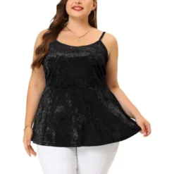 Agnes Orinda Women's Plus Size Velvet Adjustable Strap Peplum Camisole -Agnes Sales Store GUEST 51c0695a fe26 4e2c 96fc bd6c13d7f52c