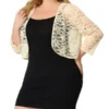 Agnes Orinda Women’s Plus Size Shrug Cardigan 3/4 Sleeves Floral Lace Crop Shrugs