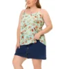 Agnes Orinda Women's Plus Size Cami Basic Camisole Foral Printed Tank Top Womens T-Shirt