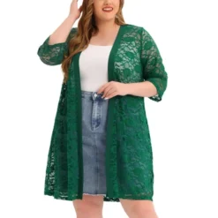 Agnes Orinda Women's Plus Size Lace Open Front 3/4 Sleeve Long Cardigans -Agnes Sales Store GUEST 52c89aeb c75a 4a8b bce4 3cf51773948d