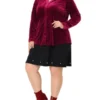Agnes Orinda Plus Size Shirt For Women Velvet Top Long Sleeve V Neck Button Down Shirts