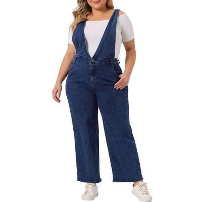 Agnes Orinda Women's Plus Size Denim Overalls Strap Cross Back Jumpsuits 6 Agnes Orinda Women's Plus Size Denim Overalls Strap Cross Back Jumpsuits - Image 6
