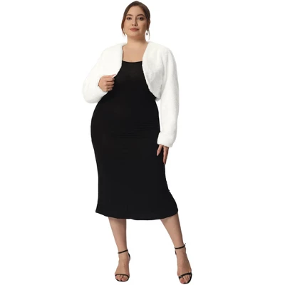 Agnes Orinda Women's Plus Size Trendy Faux Fur Warm Open Front Lightweight Cropped Cardigan 2 Agnes Orinda Women's Plus Size Trendy Faux Fur Warm Open Front Lightweight Cropped Cardigan - Image 2