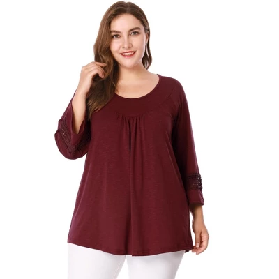 Agnes Orinda Women Plus Size Crochet Panel Raglan Sleeves Ruched Front Tops 11 Agnes Orinda Women Plus Size Crochet Panel Raglan Sleeves Ruched Front Tops - Image 11