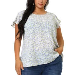 Agnes Orinda Women's Plus Size Floral Short Sleeve Casual Blouse -Agnes Sales Store GUEST 54096771 d131 4854 84ee 910a6b3a3d90