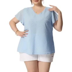 Agnes Orinda Plus Size Blouses For Women Tired Flare Sleeve V Neck Swiss Dots Tops -Agnes Sales Store GUEST 5570d38c 3d6c 46aa 98f2 154170d8c8b2