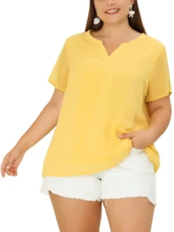 Agnes Orinda Women's Plus Size Pin Dots V-Neck Dressy Trendy Fashion Summer Blouses -Agnes Sales Store GUEST 559f1380 b32c 4d09 bea0 b989505b340f