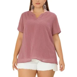 Agnes Orinda Women's Plus Size Pin Dots V-Neck Dressy Trendy Fashion Summer Blouses -Agnes Sales Store GUEST 560fb20a 404a 448f baea 9b74d0ba9ad6