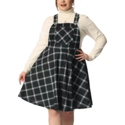 Agnes Orinda Women's Plus Size Elegant Chic Plaid Overalls Fashionable A Line Skirts -Agnes Sales Store GUEST 577b3154 a9d7 43d5 84b4 355ab901bb77