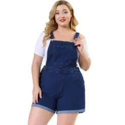 Agnes Orinda Women's Plus Size Adjustable Strap Pocket Roll Hem Denim Overall Jean Shorts -Agnes Sales Store GUEST 5781dac1 1f9b 4895 9bd5 f35247ba6924