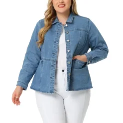 Agnes Orinda Plus Size Denim Jackets For Women Classic Button Up Solid Color Jean Jacket -Agnes Sales Store GUEST 57db899a ab6d 4b05 a4a7 1c68b0ec8fa9