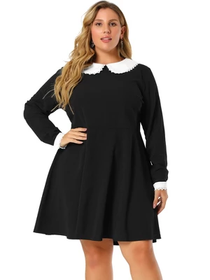 Agnes Orinda Women's Plus Size Peter Pan Collar A-Line Elegant Formal A Line Dress 3 Agnes Orinda Women's Plus Size Peter Pan Collar A-Line Elegant Formal A Line Dress - Image 3