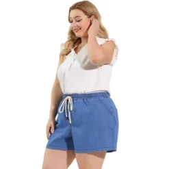 Agnes Orinda Women's Plus Size Denim Shorts Casual Drawstring Elastic Waist Jean Short Pants 8 Agnes Orinda Women's Plus Size Denim Shorts Casual Drawstring Elastic Waist Jean Short Pants -Agnes Sales Store GUEST 59a278b6 9d0b 4e83 aaca 369e8467cf9b