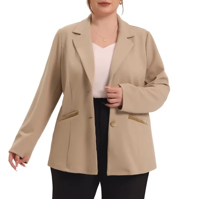 Agnes Orinda Women's Plus Size Button Down Notched Lapel Office Blazers 9 Agnes Orinda Women's Plus Size Button Down Notched Lapel Office Blazers - Image 9
