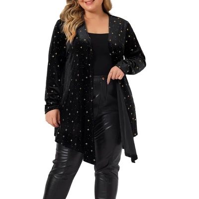 Agnes Orinda Women's Plus Size Elegant 3/4 Sleeve Star Print Shrug Cardigan 6 Agnes Orinda Women's Plus Size Elegant 3/4 Sleeve Star Print Shrug Cardigan - Image 6
