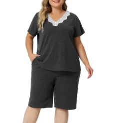 Agnes Orinda Women's Plus Size Short Sleeve V Neck Elastic Waist Pajamas Set 2 Pcs 9 Agnes Orinda Women's Plus Size Short Sleeve V Neck Elastic Waist Pajamas Set 2 Pcs -Agnes Sales Store GUEST 5c02efea 1fa6 43bb 8140 de47aaeb2e24