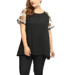 Agnes Orinda Women Plus Size Crochet Mesh Panel Sheer Raglan Sleeves Top -Agnes Sales Store GUEST 5c0bf67f 621e 497b bcc7 68956897d428