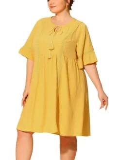 Agnes Orinda Women's Plus Size Ruffle Short Sleeve Lace Insert Tassel Bohemian Midi Dresses -Agnes Sales Store GUEST 5c5de33c d940 43f5 ae99 a33ec0d62b4a
