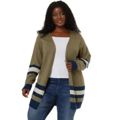 Agnes Orinda Women's Plus Size Multi Striped Open Front Sweater Cardigan -Agnes Sales Store GUEST 5cf52d5e 658a 44cc 8657 5bb4b61f4d4f