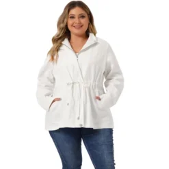 Agnes Orinda Women's Plus Size Winter Zipper Drawstring Waist Long Sleeve Utility With Pockets Fashion Jackets -Agnes Sales Store GUEST 5d75fe3a 8c7e 4b3b 8eb6 e971f02b3dc4